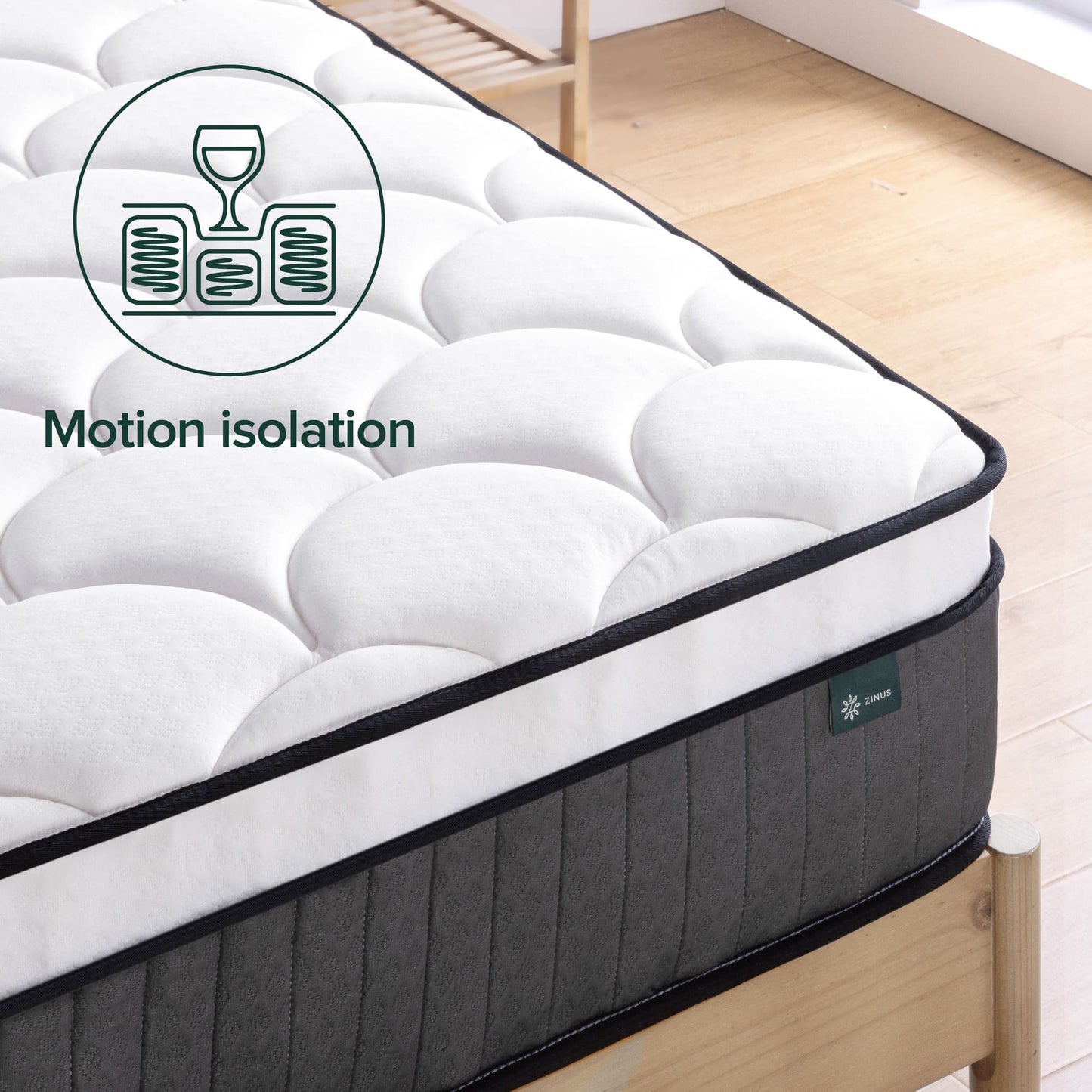 Nệm Lò Xo Túi Độc Lập Zinus Euro Top 30cm - Spring Mattress Zinus Euro Top Pocketed 12in