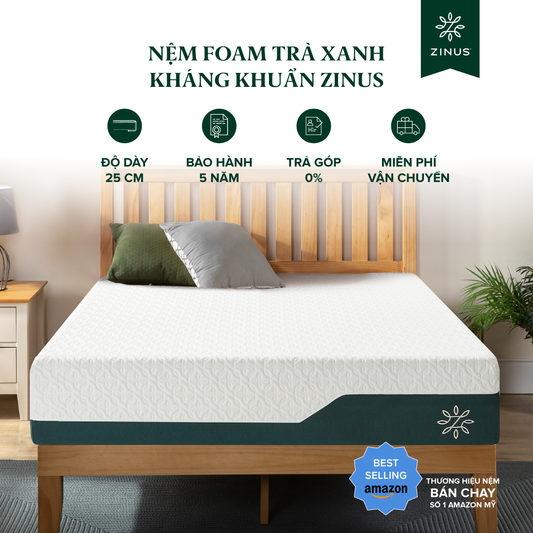 Nệm Foam Tinh Chất Trà Xanh Cao Cấp Dày 25cm Zinus - 10in Cooling Gel Memory Foam Mattress