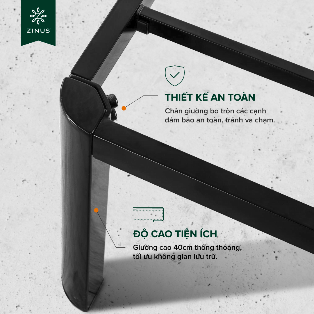 Giường Sắt Với Thanh Đỡ Bằng Thép - 16in Metal Platform Bed Frame with Steel Slat Support