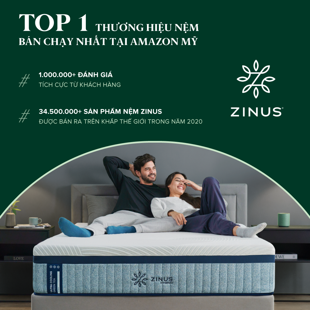 Nệm Lò Xo Trị Liệu Cao Cấp Dày 30cm Zinus - 12in iCoil Premium Spring Mattress