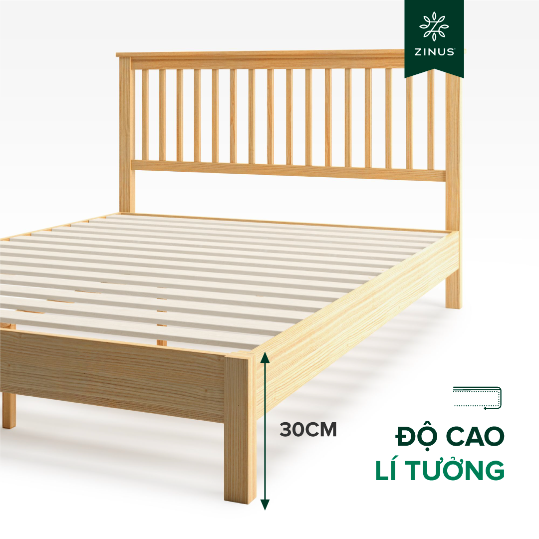 Giường Gỗ Cổ Điển Zinus – Farmhouse Wood Platform Bed