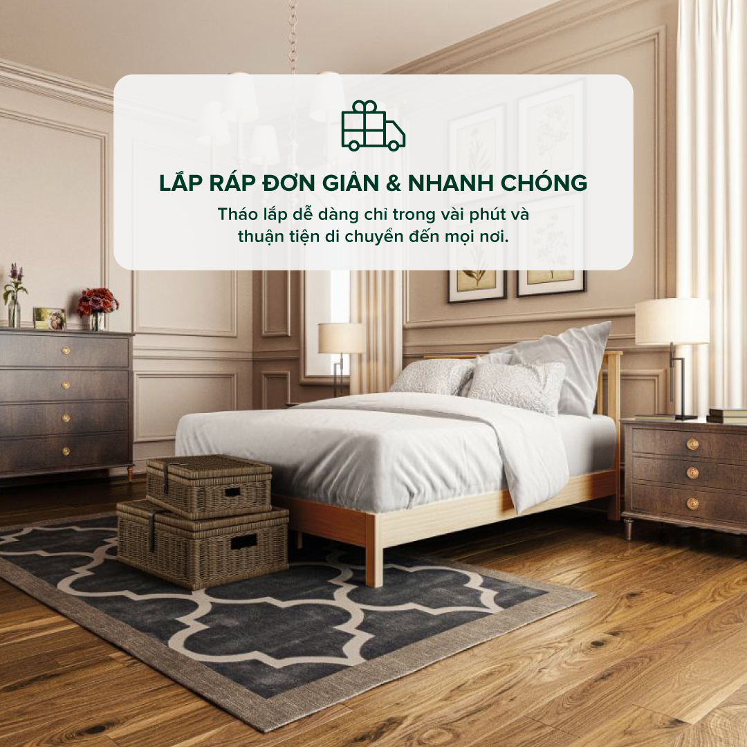 Giường Gỗ Cổ Điển Zinus – Farmhouse Wood Platform Bed