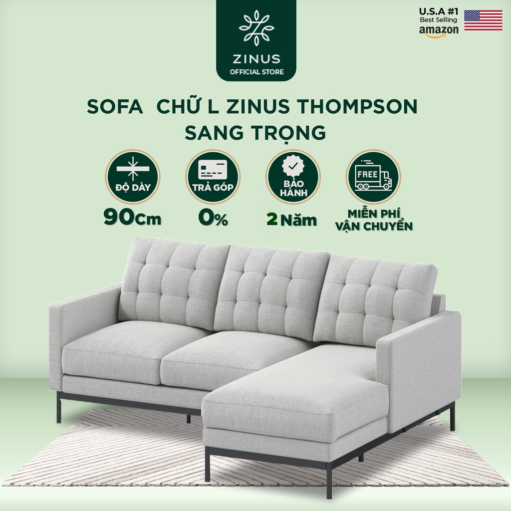 Ghế  Sofa Zinus Thompson Chữ L Hiện Đại Sang Trọng - Zinus Thompson 2 Seater with Chaise Sofa (L-Shaped)