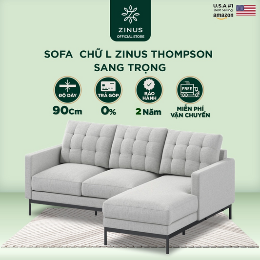 Ghế  Sofa Zinus Thompson Chữ L Hiện Đại Sang Trọng - Zinus Thompson 2 Seater with Chaise Sofa (L-Shaped)