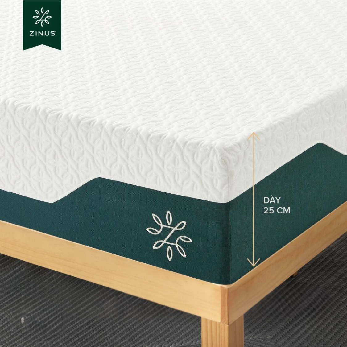 Nệm Foam Tinh Chất Trà Xanh Cao Cấp Dày 25cm Zinus - 10in Cooling Gel Memory Foam Mattress