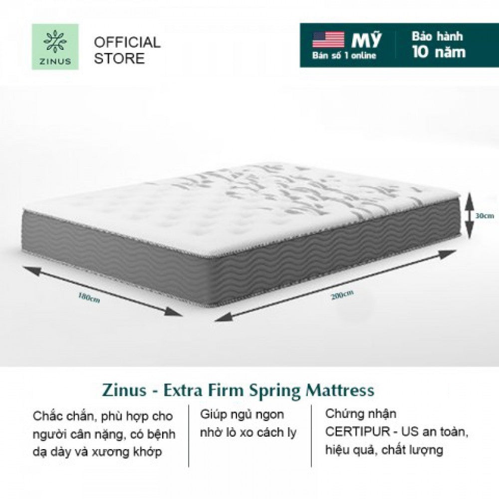 Nệm Lò Xo Độc Lập Cao Cấp Zinus - Extra Firm Spring Mattress