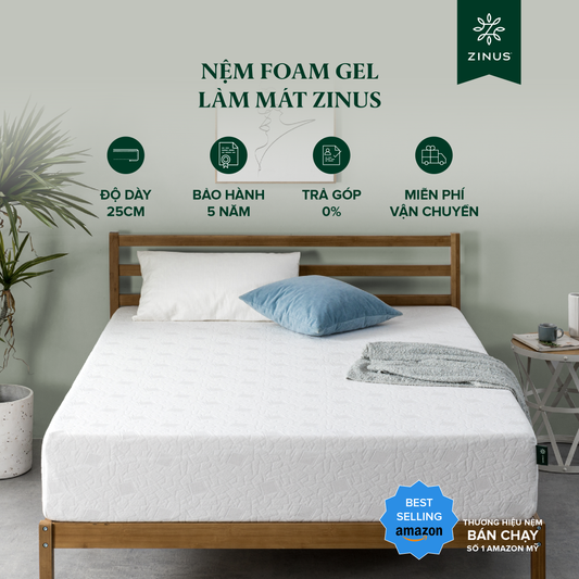 Nệm Foam Gel Mát Cao Cấp Dày 25cm Zinus - 10in OPP Open Cell Foam Mattress