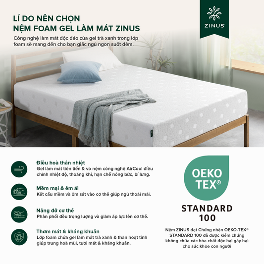 [HÀNG OUTLET] Nệm Foam Gel Mát Cao Cấp Dày 25cm Zinus - 10in OPP Open Cell Foam Mattress (Copy)