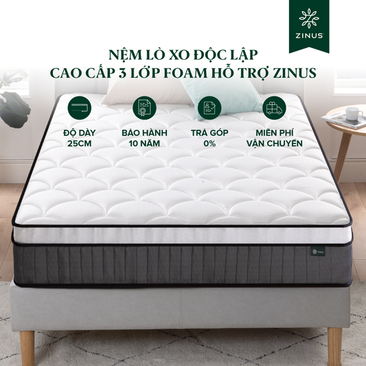 Nệm Lò Xo Độc Lập Với 3 Tầng Foam Hỗ Trợ 25cm - 10in Euro Top OPP Pocket Spring Mattress