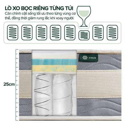 Nệm Lò Xo Gel Mát Cao Cấp Dày Zinus -Gel-Infused Memory Foam Hybrid Spring Mattress