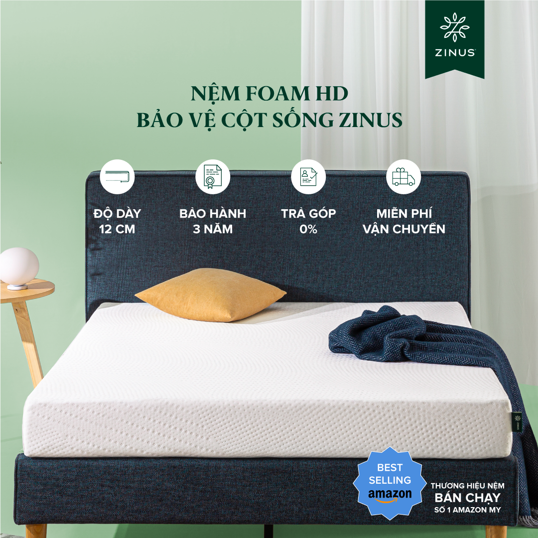 Nệm Foam HD Bảo Vệ Cột Sống Dày 12cm Zinus - 5in Foam Mattress Extra