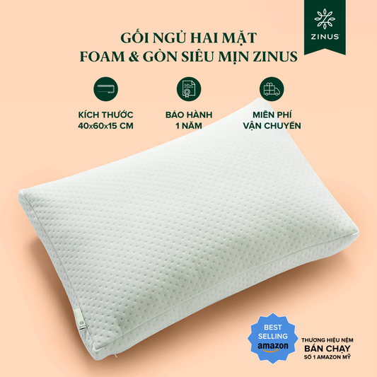 Gối Cao Su Non Kết Hợp Gòn Tơ Tằm - Dual Side Memory Foam Pillow