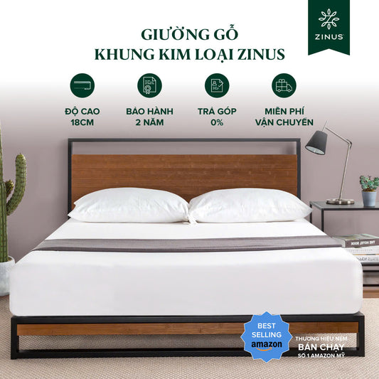 Giường Gỗ Khung Kim Loại  – Zinus Ironline Platforma Bed