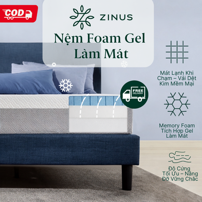 Nệm Foam Gel Mát Cao Cấp Dày 25cm Zinus - 10in OPP Open Cell Foam Mattress