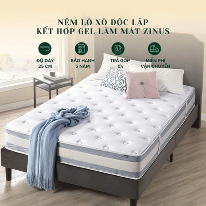 Nệm Lò Xo Gel Mát Cao Cấp Dày Zinus -Gel-Infused Memory Foam Hybrid Spring Mattress