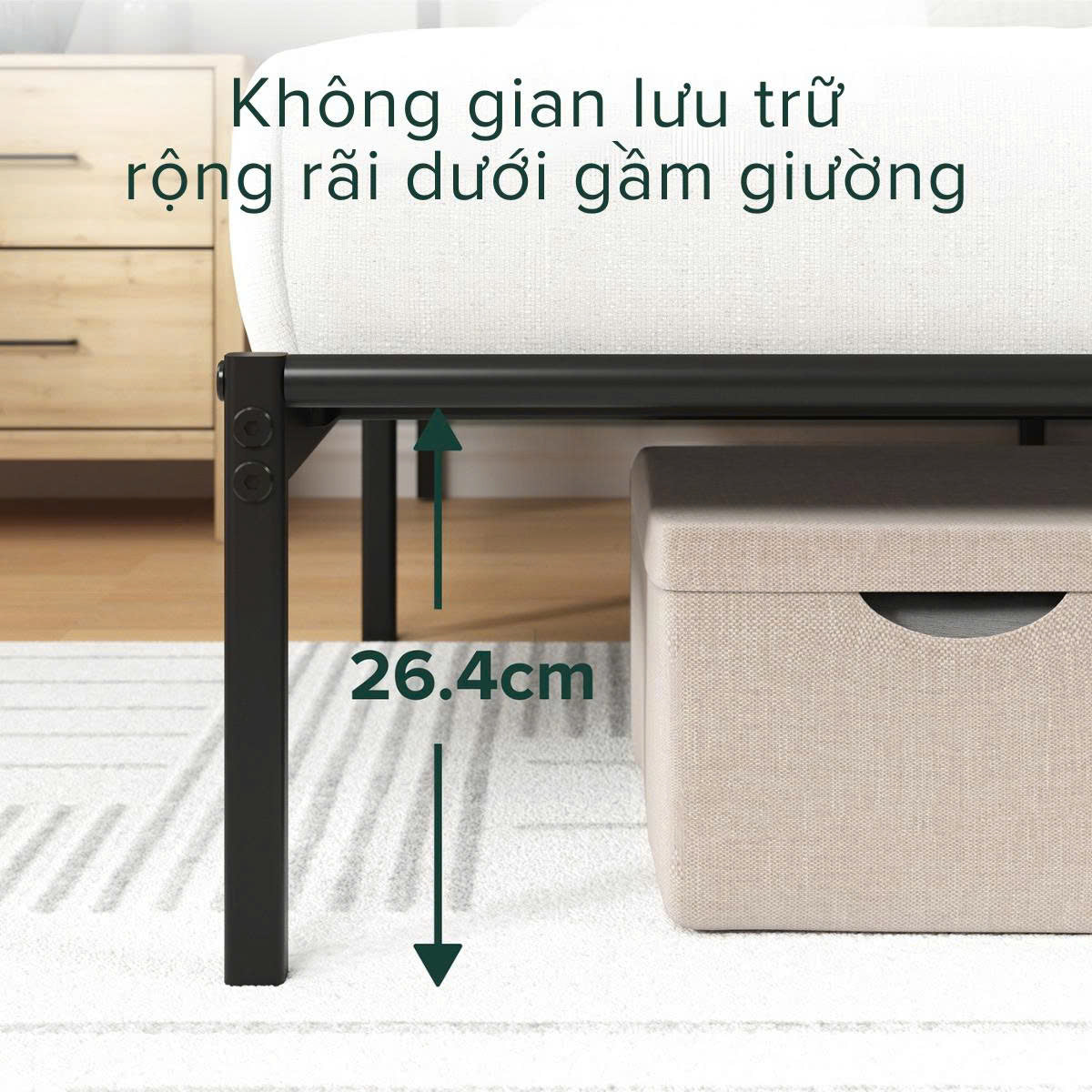 Khung Giường Kim Loại Mira 30,5cm Zinus - Mira Bed Frame 12 Inch