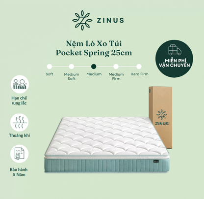 Nệm Lò Xo Độc Lập Với 3 Tầng Foam Hỗ Trợ 25cm - 10in Euro Top OPP Pocket Spring Mattress
