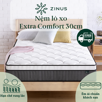 Nệm Lò Xo Túi Độc Lập Zinus Euro Top 30cm - Spring Mattress Zinus Euro Top Pocketed 12in