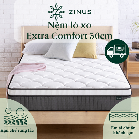 Nệm Lò Xo Túi Độc Lập Zinus Euro Top 30cm - Spring Mattress Zinus Euro Top Pocketed 12in