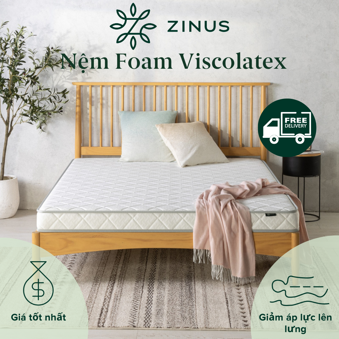 Nệm Foam Viscolatex Zinus 12cm Đàn Hồi Tốt Hỗ Trợ Cột Sống - 5in Foam Viscolatex Mattress Zinus