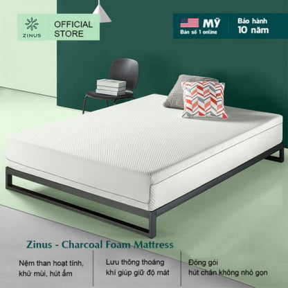 Nệm Foam Than Hoạt Tính Cao Cấp Dày 25cm Zinus - 10in Charcoal Foam Mattress