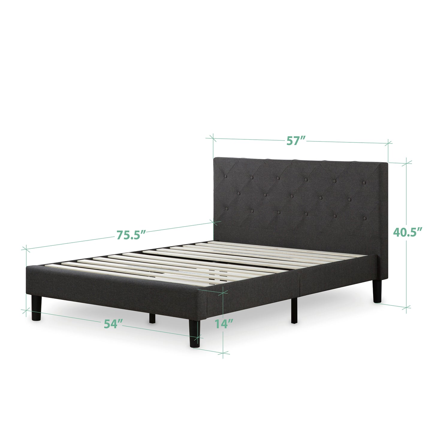 Giường Vải Bọc Nệm Zinus - Vertically Cushioned Platform Bed